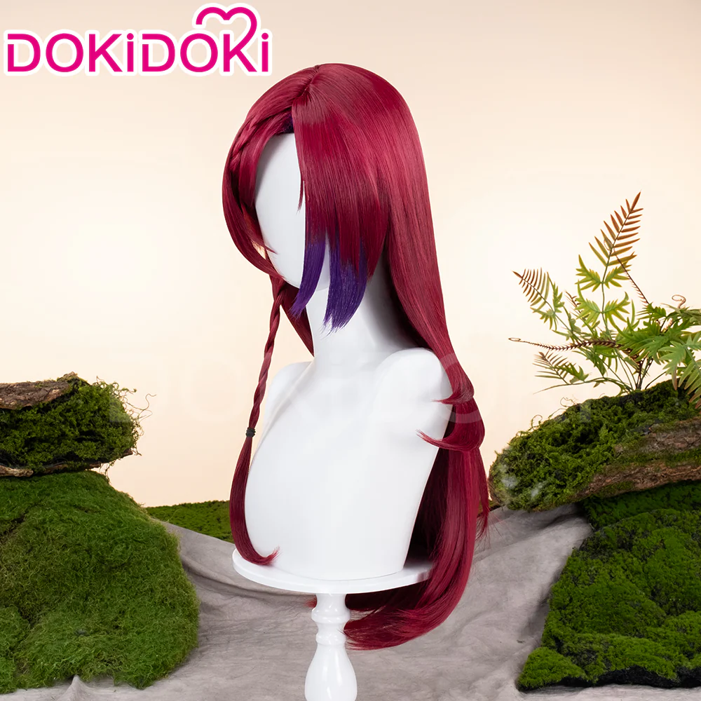 【Ready For Ship】DokiDoki Game Genshin Impact Chasca Cosplay Wig Long Straight Red Hair Natlan - Image 3