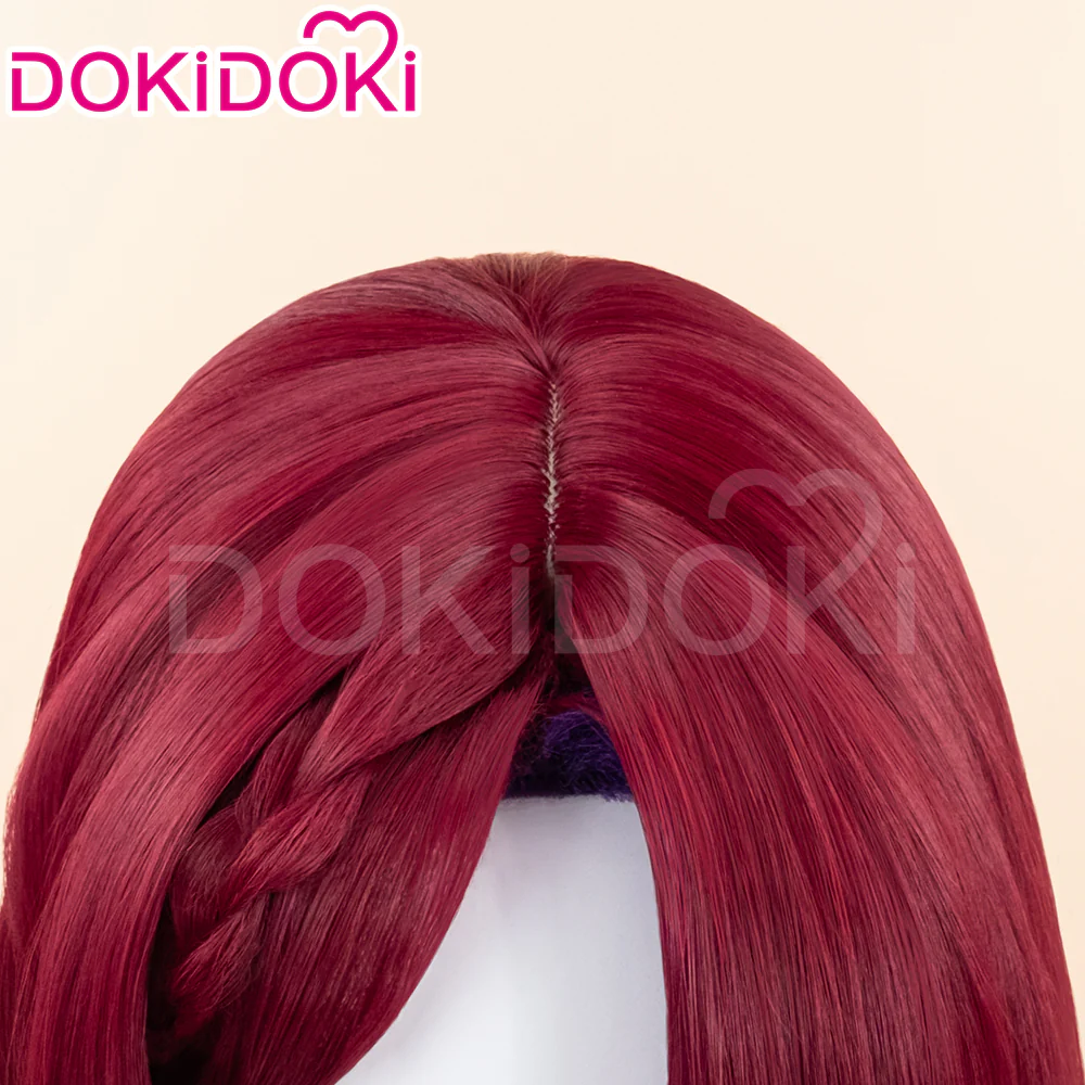 【Ready For Ship】DokiDoki Game Genshin Impact Chasca Cosplay Wig Long Straight Red Hair Natlan - Image 4