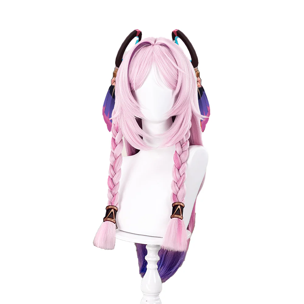 【Ready For Ship】DokiDoki Game Genshin Impact Citlali Cosplay Wig Long Straight Double Braids Pink Purple Gradient Hair - Image 12