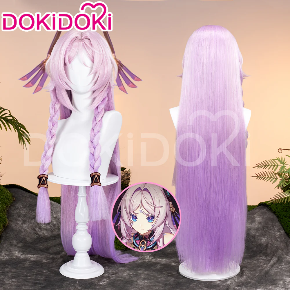 【Ready For Ship】DokiDoki Game Genshin Impact Citlali Cosplay Wig Long Straight Double Braids Pink Purple Gradient Hair - Image 3