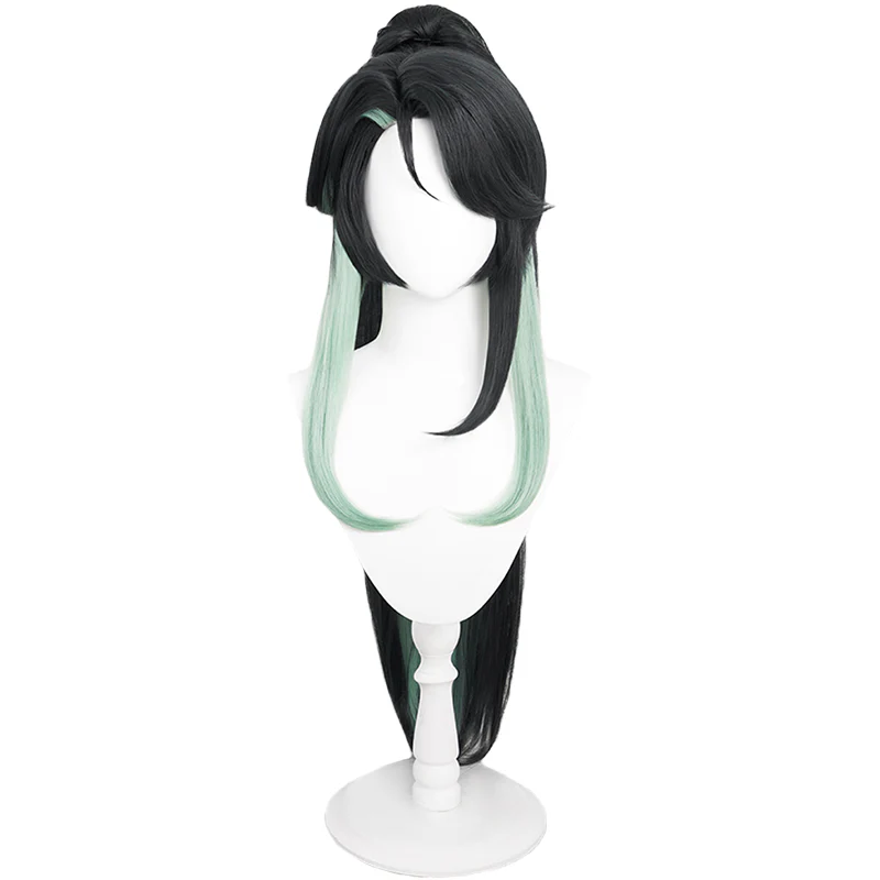 【Ready For Ship】DokiDoki Game Genshin Impact Cloud Retainer Xianyun Cosplay Wig Women Long Black & Green Straight - Image 5