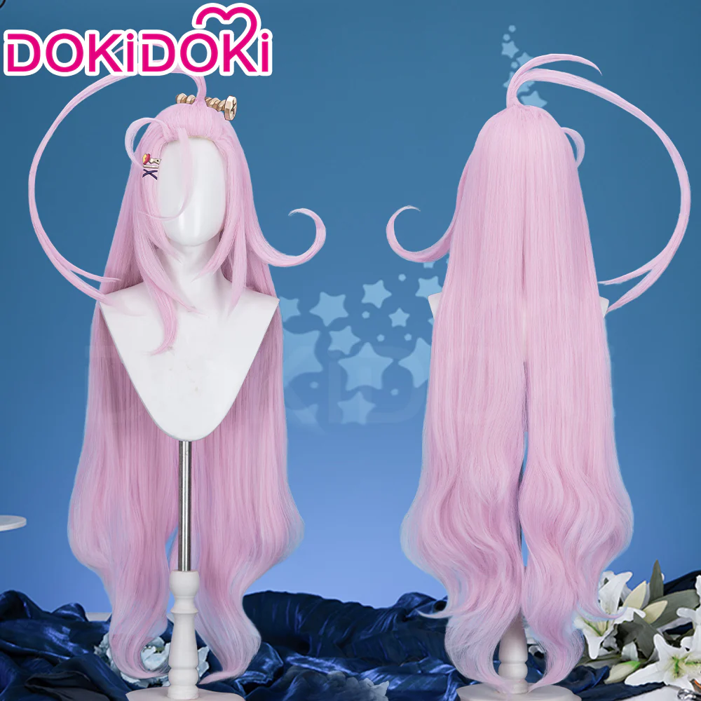 DokiDoki Game Genshin Impact Cosplay Aino Wig Long Straight Pink Hair Marionette Song of the Welkin Moon