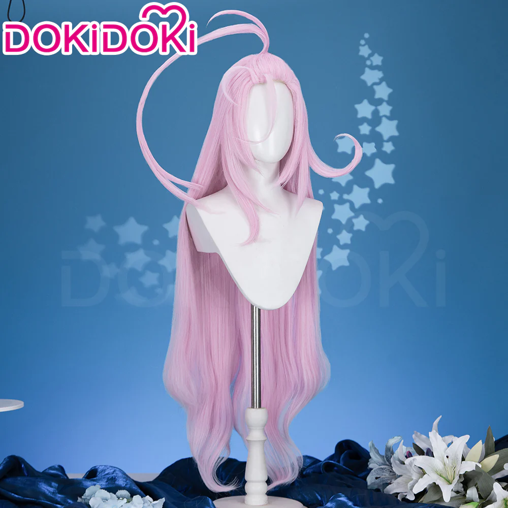 DokiDoki Game Genshin Impact Cosplay Aino Wig Long Straight Pink Hair Marionette Song of the Welkin Moon - Image 3