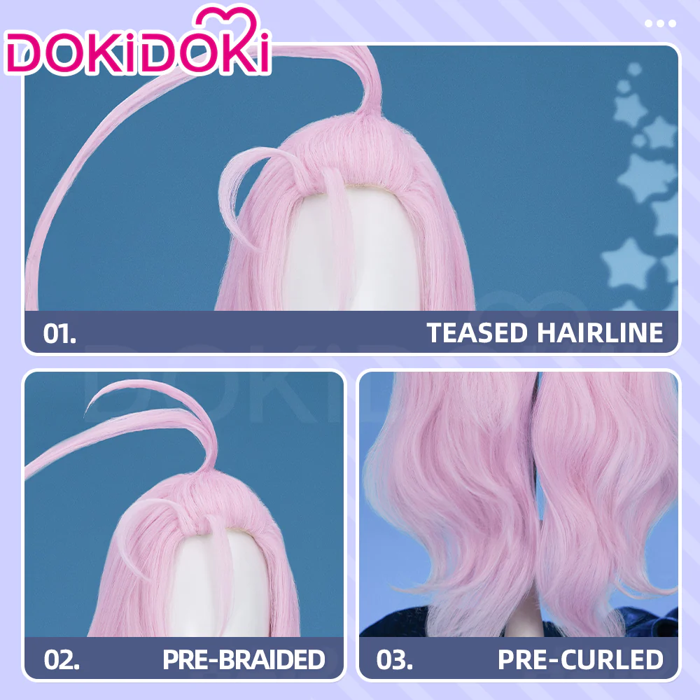 DokiDoki Game Genshin Impact Cosplay Aino Wig Long Straight Pink Hair Marionette Song of the Welkin Moon - Image 4