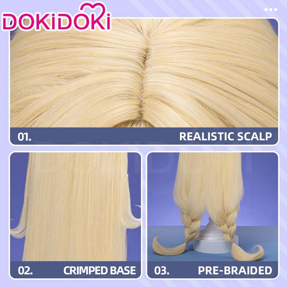 【Dye Gradient Ver Ready For Ship】DokiDoki Game Genshin Impact Cosplay Alice Wig Long Curly Blond Gradient Hair " A " Song of the Welkin Moon - Image 5