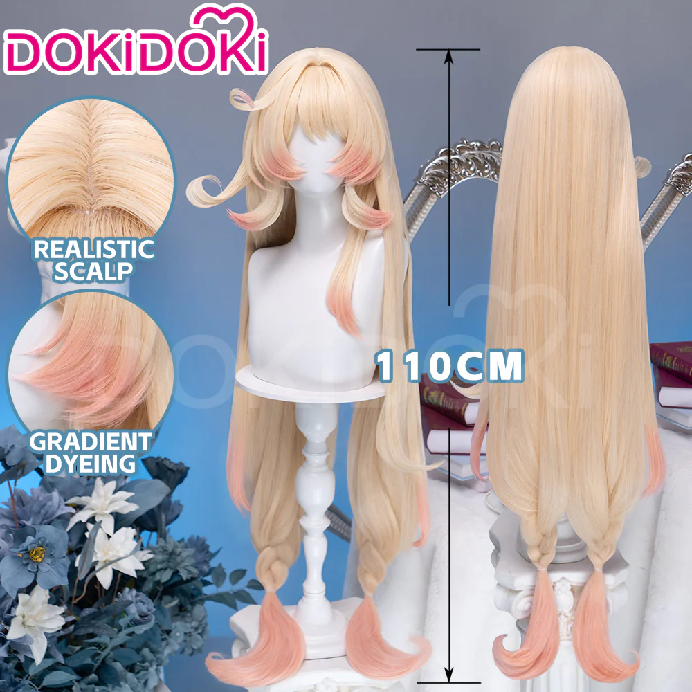 【Dye Gradient Ver Ready For Ship】DokiDoki Game Genshin Impact Cosplay Alice Wig Long Curly Blond Gradient Hair " A " Song of the Welkin Moon - Image 7