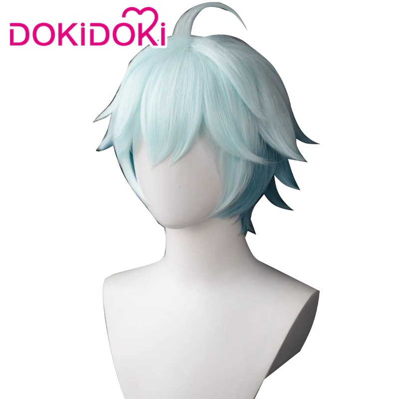 【Ready For Ship】DokiDoki Game Genshin Impact Cosplay Chongyun Wig Chong Yun Light Blue - Image 4
