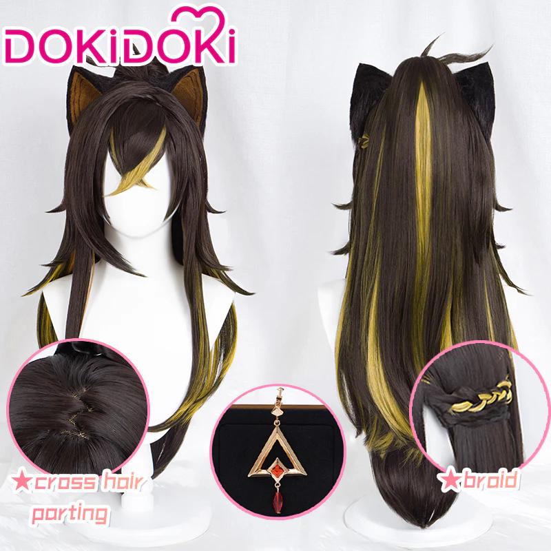 【Ready For Ship】DokiDoki Game Genshin Impact Cosplay Dehya Cosplay Wig / Ear Clip / Ear Sumeru Long Brown