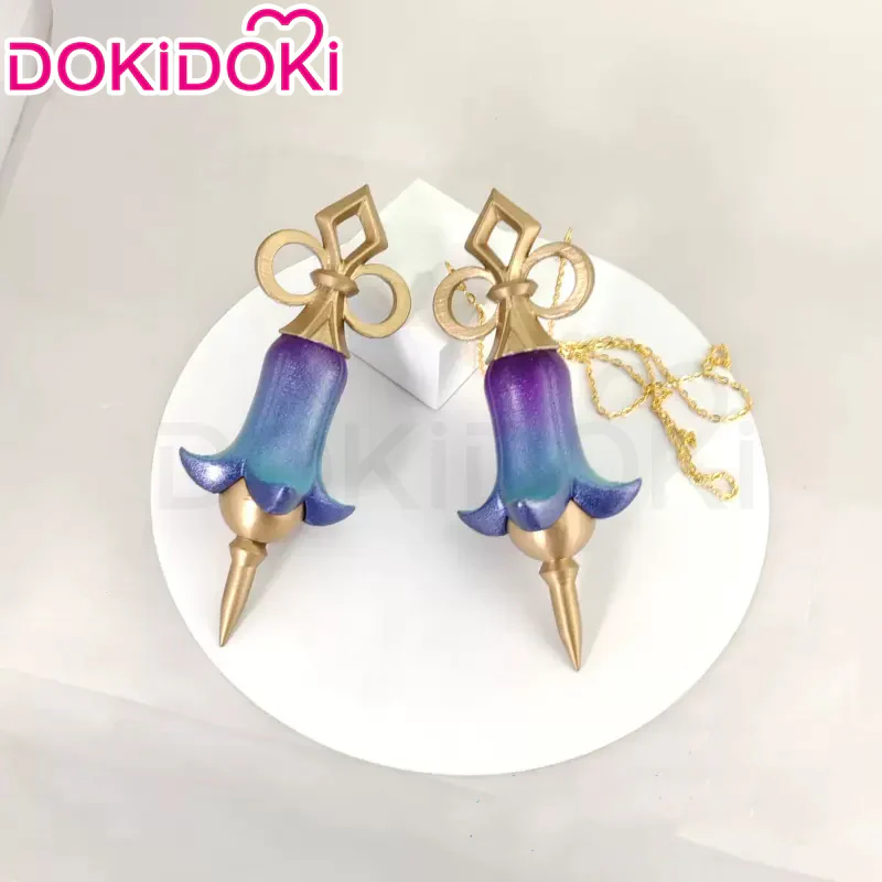 DokiDoki Game Genshin Impact Cosplay Emilie Wig Short Curly Yellow Pink Hair Fontaine / Perfume bottle Necklace / Glasses Prop - Image 8