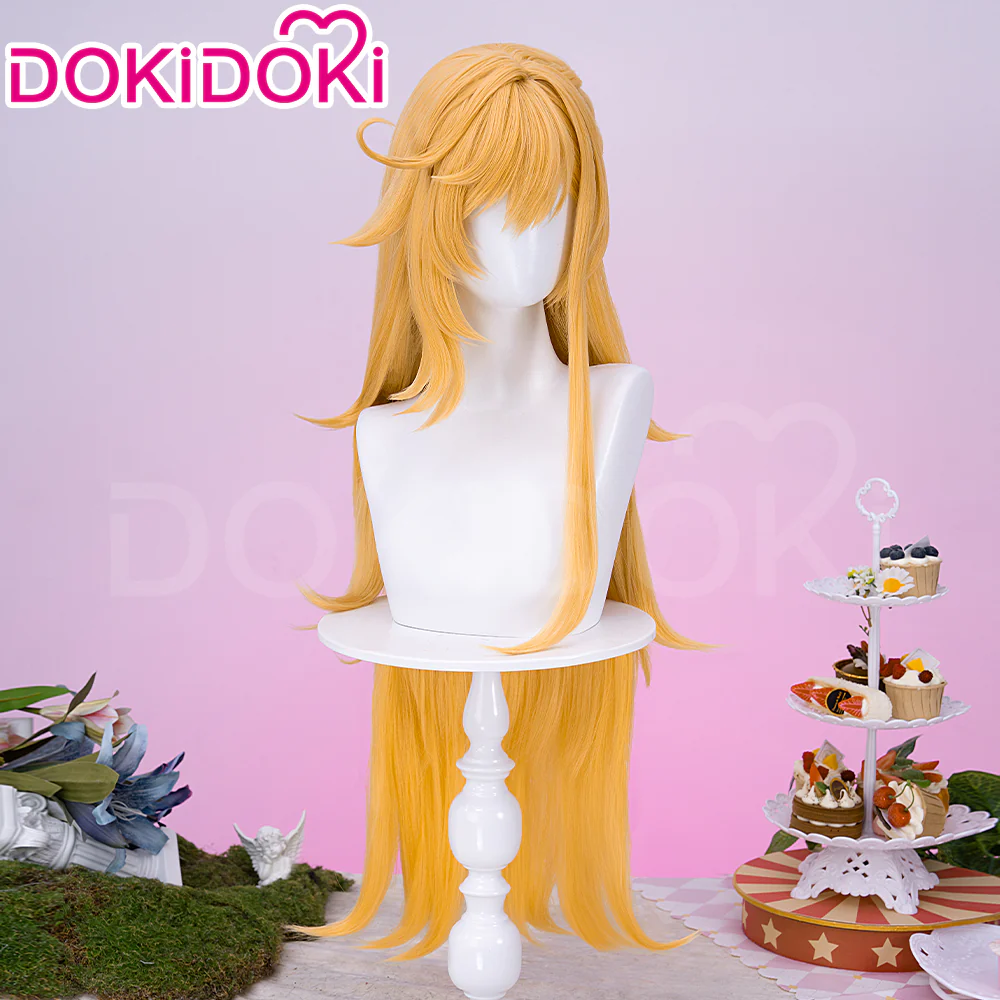 【Ready For Ship】DokiDoki Game Genshin Impact Cosplay Escoffier Wig Long Straight Yellow Hair - Image 4