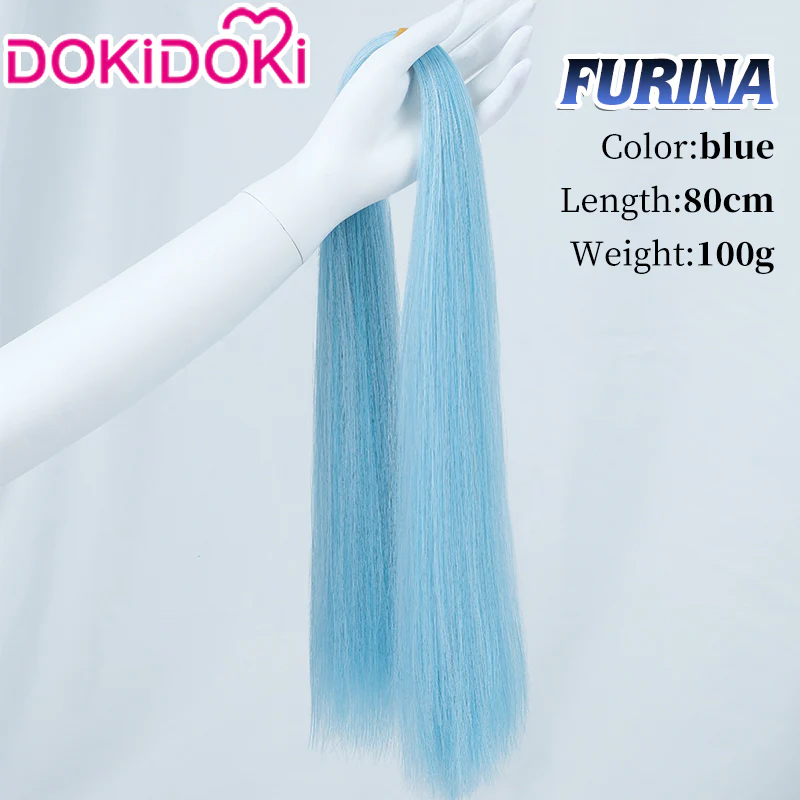 【Ready For Ship】DokiDoki Game Genshin Impact Cosplay Fontaine Focalors Wig Long White Blue Curly Furina Wig / Fake Eyelashes / Hat/ Wefts - Image 8