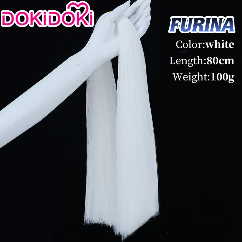 【Ready For Ship】DokiDoki Game Genshin Impact Cosplay Fontaine Focalors Wig Long White Blue Curly Furina Wig / Fake Eyelashes / Hat/ Wefts - Image 9