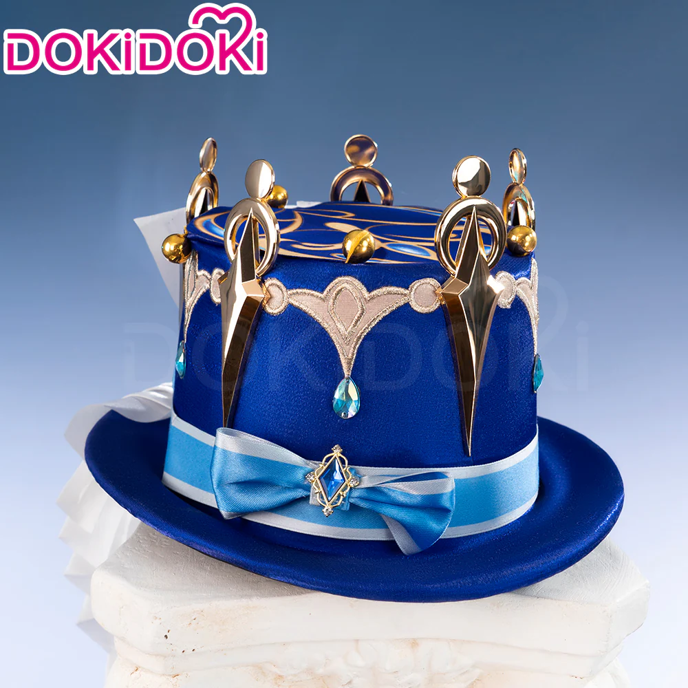 【Partially Ready For Ship】DokiDoki Game Genshin Impact Cosplay Fontaine Focalors Wig Short White Blue Curly Furina Wig / Fake Eyelashes / Hat - Image 10