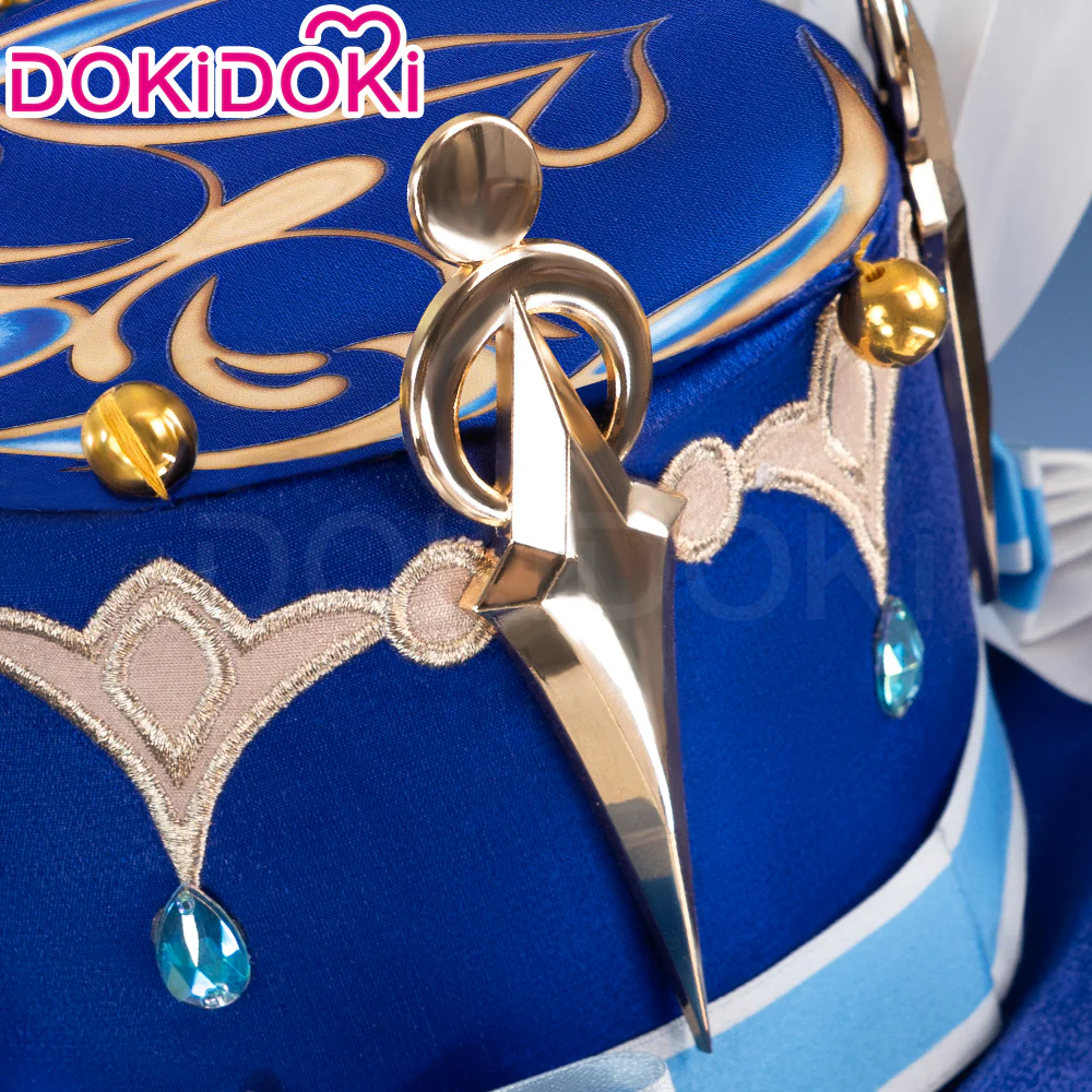 【Partially Ready For Ship】DokiDoki Game Genshin Impact Cosplay Fontaine Focalors Wig Short White Blue Curly Furina Wig / Fake Eyelashes / Hat - Image 12