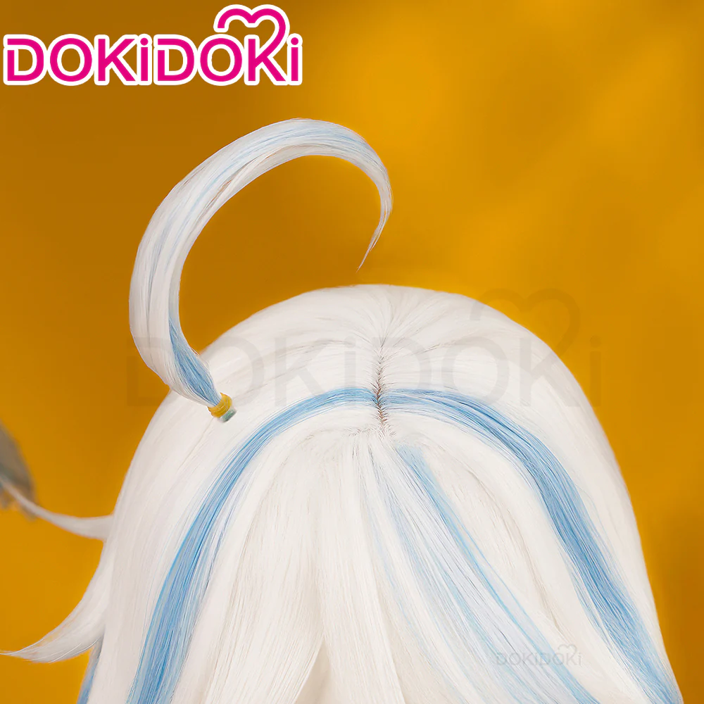 【Partially Ready For Ship】DokiDoki Game Genshin Impact Cosplay Fontaine Focalors Wig Short White Blue Curly Furina Wig / Fake Eyelashes / Hat - Image 4