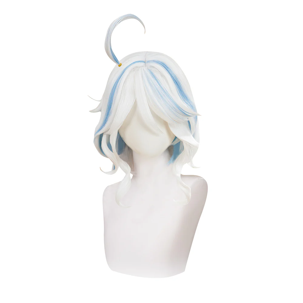 【Partially Ready For Ship】DokiDoki Game Genshin Impact Cosplay Fontaine Focalors Wig Short White Blue Curly Furina Wig / Fake Eyelashes / Hat - Image 5