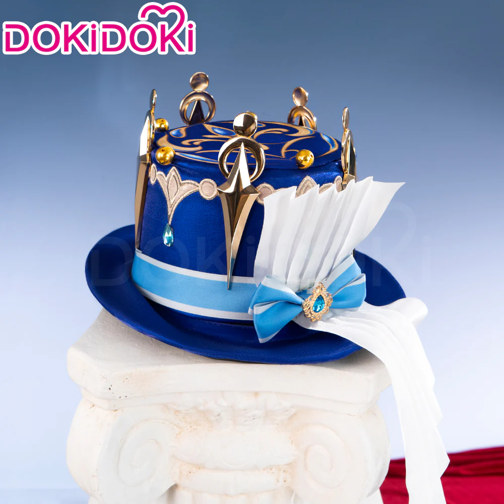 【Partially Ready For Ship】DokiDoki Game Genshin Impact Cosplay Fontaine Focalors Wig Short White Blue Curly Furina Wig / Fake Eyelashes / Hat - Image 9