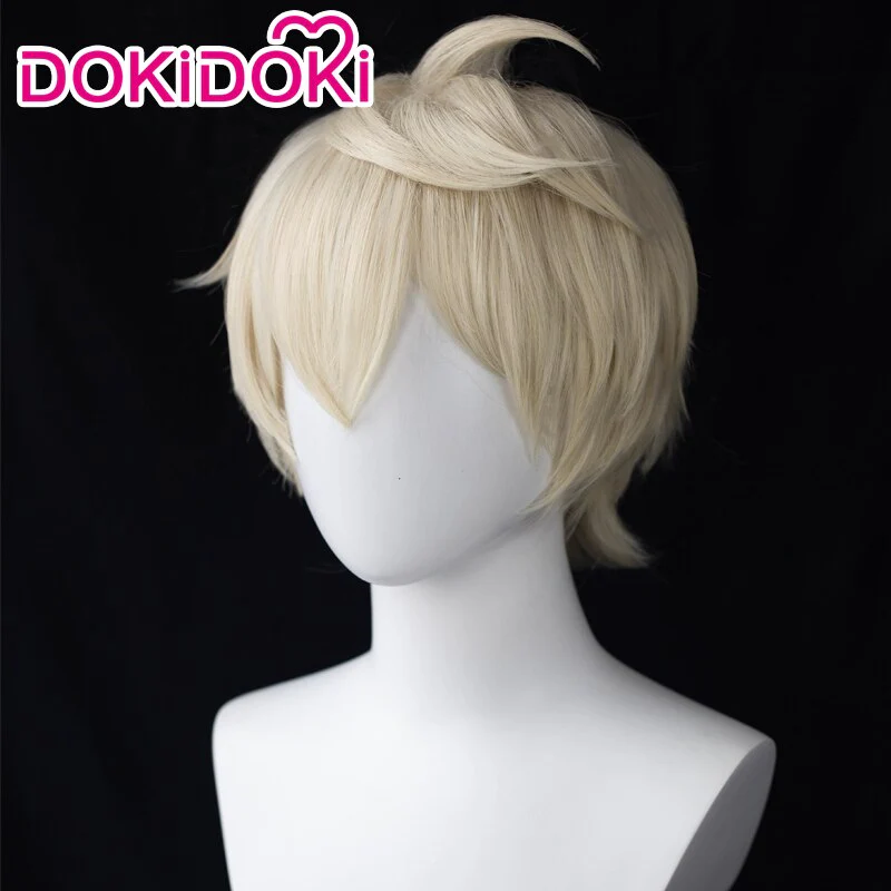 【Ready For Ship】DokiDoki Game Genshin Impact Cosplay Bennett  Wig Short Blonde - Image 2