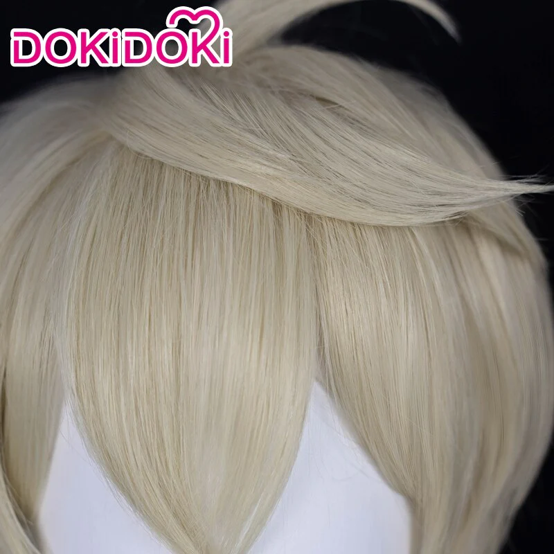 【Ready For Ship】DokiDoki Game Genshin Impact Cosplay Bennett  Wig Short Blonde - Image 3