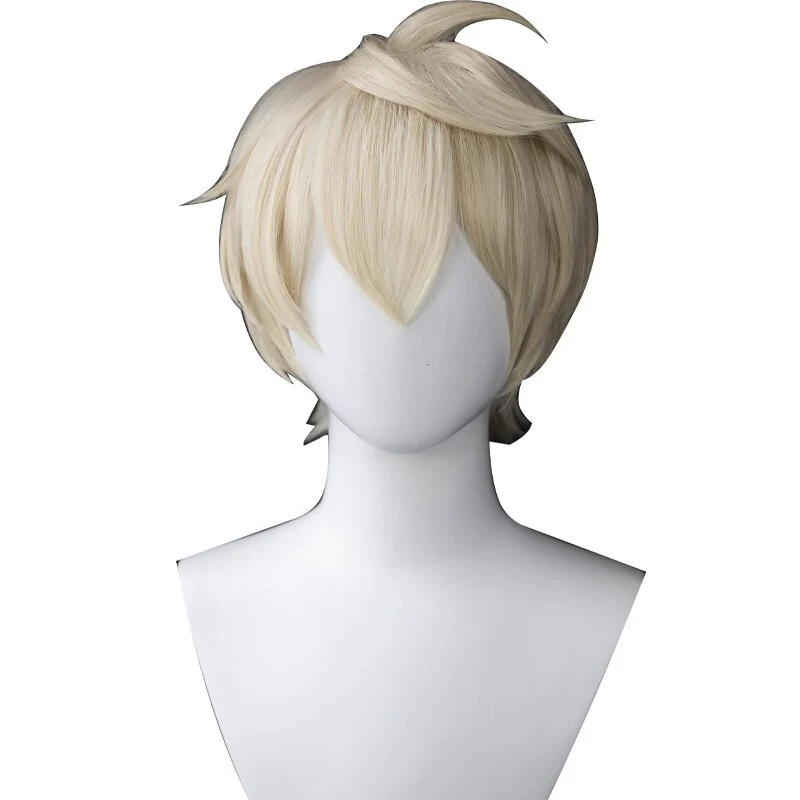 【Ready For Ship】DokiDoki Game Genshin Impact Cosplay Bennett  Wig Short Blonde - Image 5
