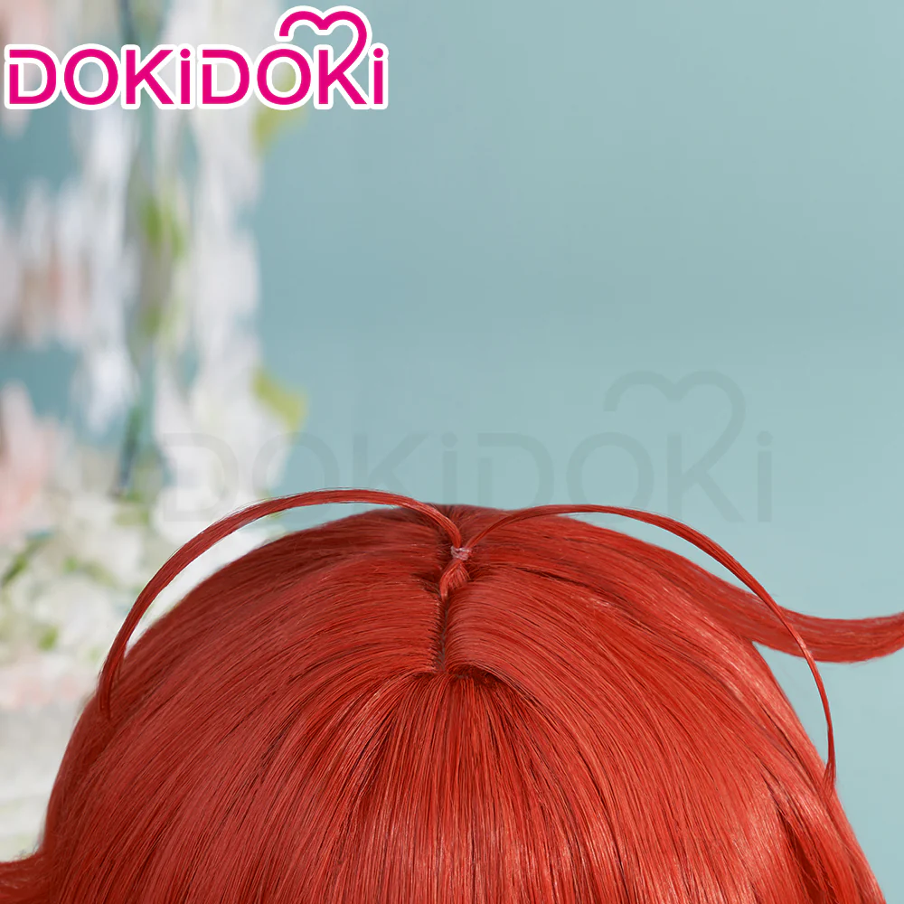【Ready For Ship】DokiDoki Game Genshin Impact Cosplay Diluc Wig Men Long Red - Image 4