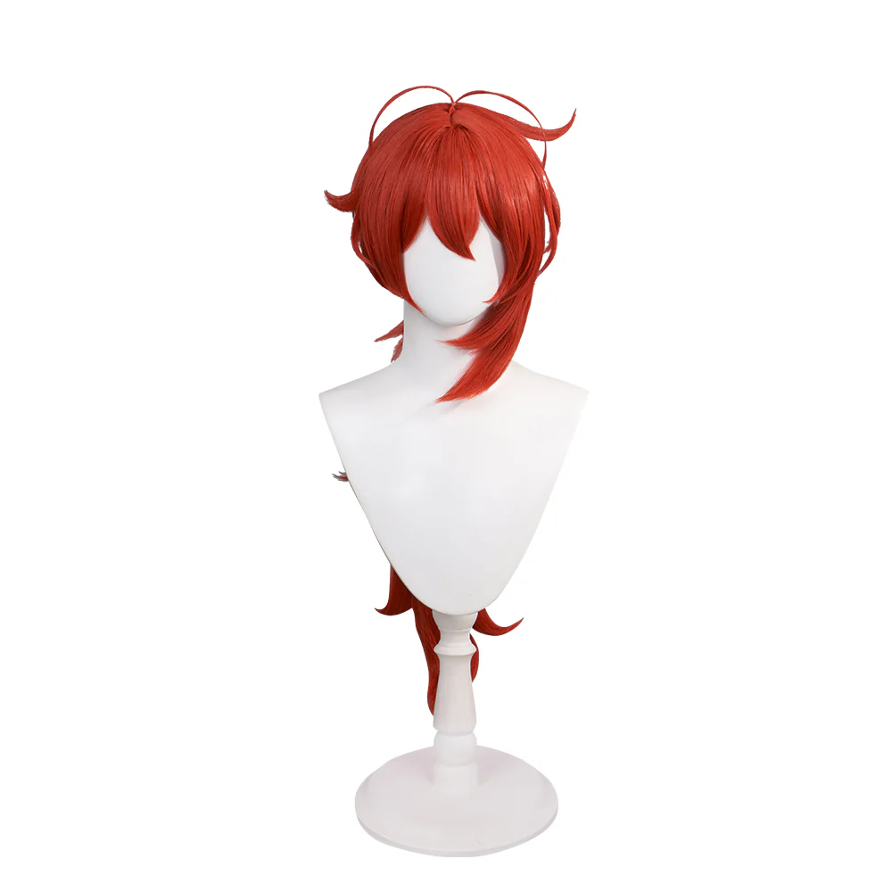 【Ready For Ship】DokiDoki Game Genshin Impact Cosplay Diluc Wig Men Long Red - Image 5