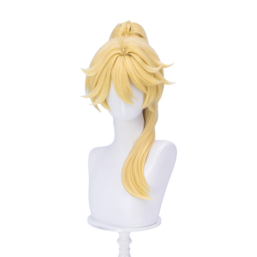 【Partially Ready For Ship】DokiDoki Game Genshin Impact Cosplay Traveler Aether Wig / Earring Long Blonde Hair Kong As Heaven and Earth Are Made Anew - Image 10