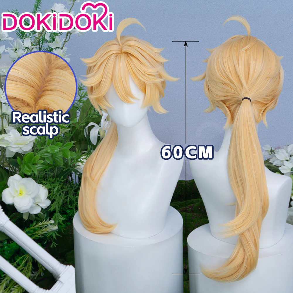 【Partially Ready For Ship】DokiDoki Game Genshin Impact Cosplay Traveler Aether Wig / Earring Long Blonde Hair Kong As Heaven and Earth Are Made Anew - Image 11