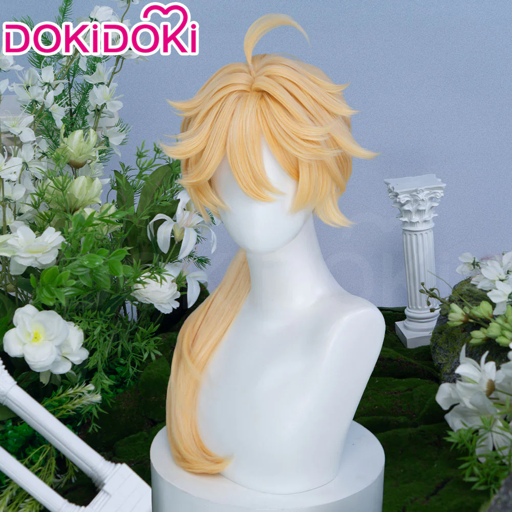 【Partially Ready For Ship】DokiDoki Game Genshin Impact Cosplay Traveler Aether Wig / Earring Long Blonde Hair Kong As Heaven and Earth Are Made Anew - Image 12
