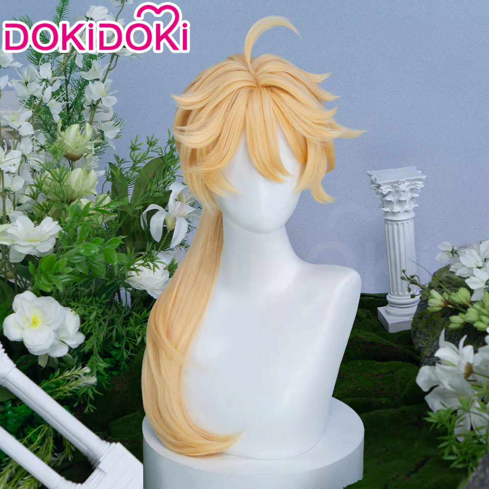 【Partially Ready For Ship】DokiDoki Game Genshin Impact Cosplay Traveler Aether Wig / Earring Long Blonde Hair Kong As Heaven and Earth Are Made Anew - Image 13