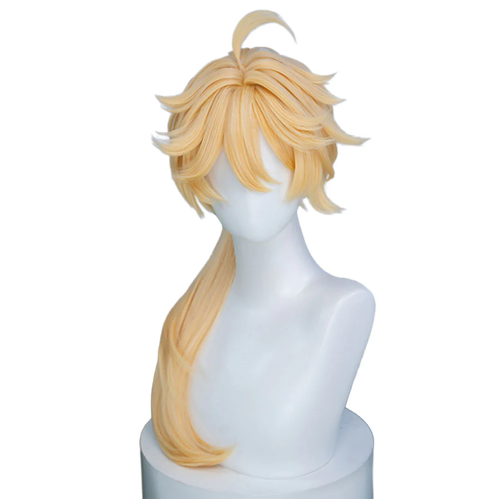 【Partially Ready For Ship】DokiDoki Game Genshin Impact Cosplay Traveler Aether Wig / Earring Long Blonde Hair Kong As Heaven and Earth Are Made Anew - Image 17