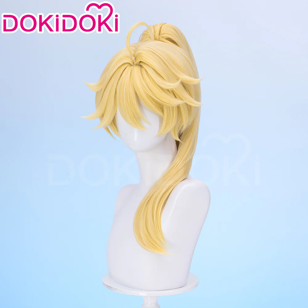 【Partially Ready For Ship】DokiDoki Game Genshin Impact Cosplay Traveler Aether Wig / Earring Long Blonde Hair Kong As Heaven and Earth Are Made Anew - Image 6