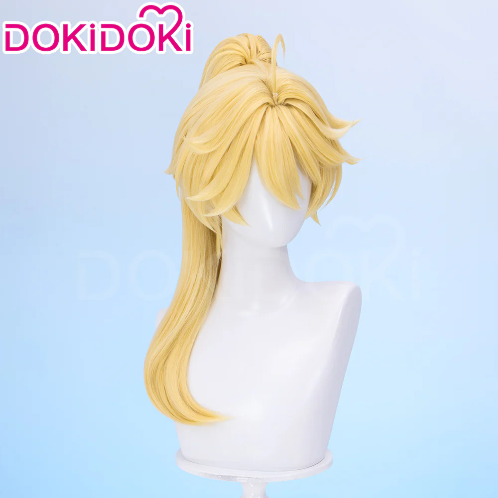 【Partially Ready For Ship】DokiDoki Game Genshin Impact Cosplay Traveler Aether Wig / Earring Long Blonde Hair Kong As Heaven and Earth Are Made Anew - Image 8