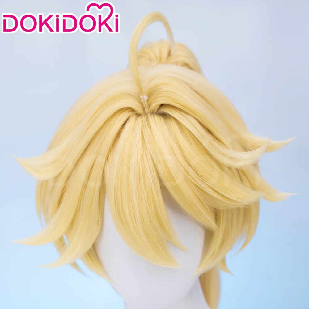 【Partially Ready For Ship】DokiDoki Game Genshin Impact Cosplay Traveler Aether Wig / Earring Long Blonde Hair Kong As Heaven and Earth Are Made Anew - Image 9