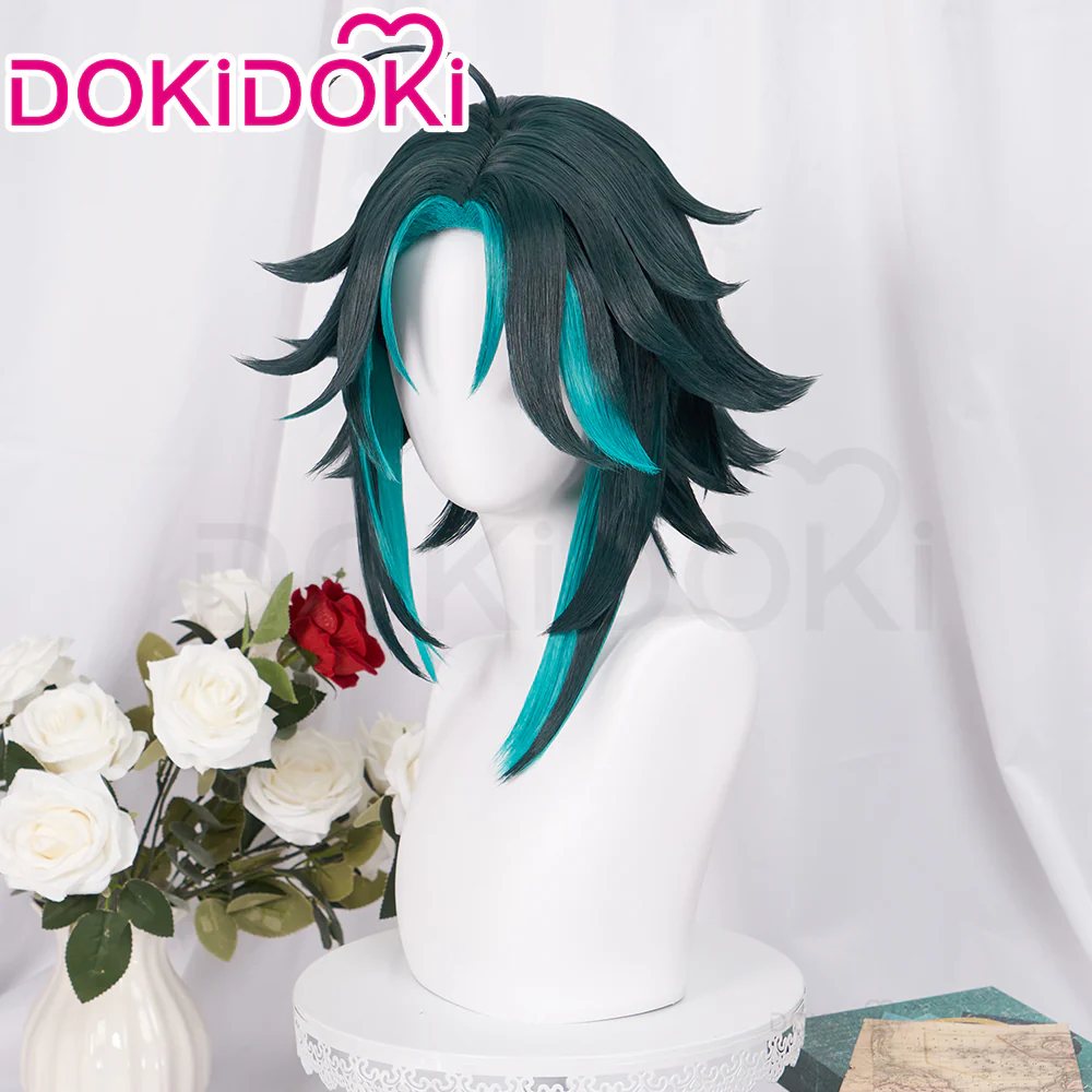 【Ready For Ship】DokiDoki Game Genshin Impact Cosplay Xiao Wig Hair Short Green Wig - Image 2