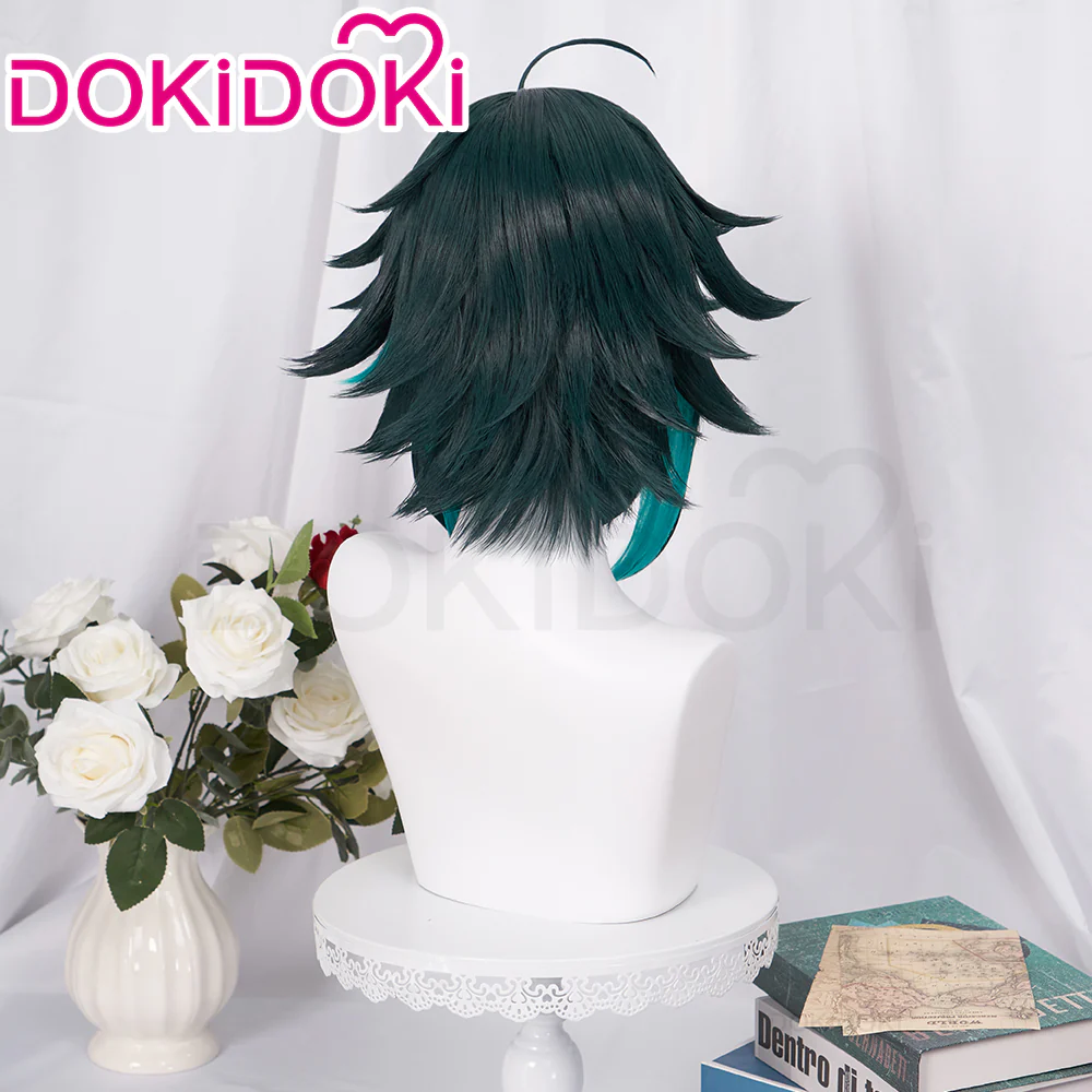 【Ready For Ship】DokiDoki Game Genshin Impact Cosplay Xiao Wig Hair Short Green Wig - Image 3
