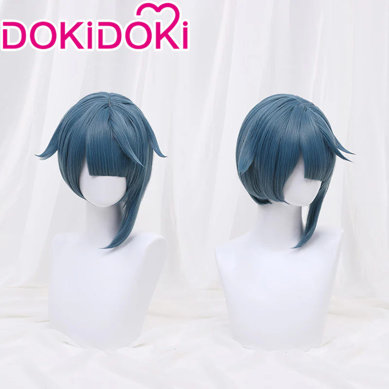 DokiDoki Game Genshin Impact Cosplay  Xingqiu  Wig Xing Qiu Short Blue - Image 4