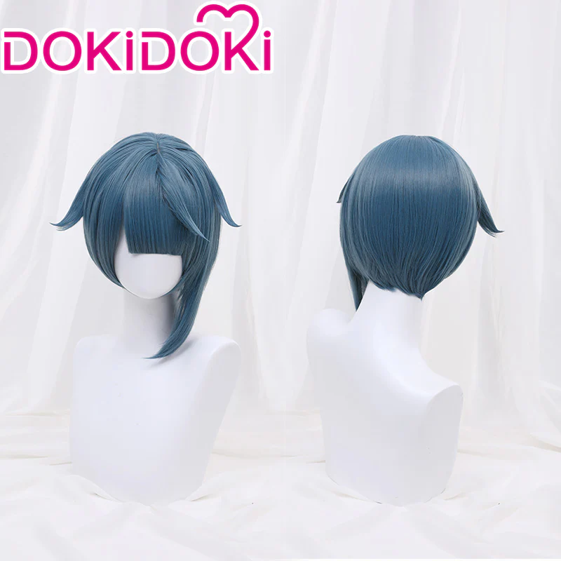 DokiDoki Game Genshin Impact Cosplay  Xingqiu  Wig Xing Qiu Short Blue - Image 5