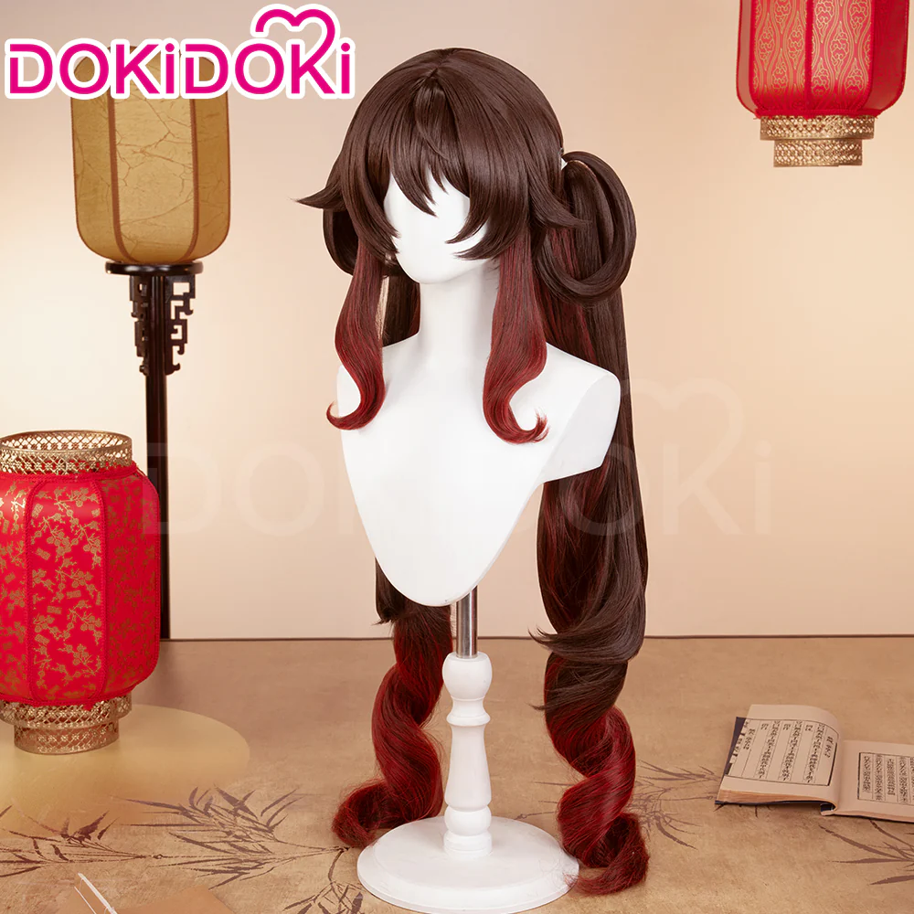 【Ready For Ship】DokiDoki Game GenShin Impact Cosplay Hu Tao Lantern Rite Wig Long Gradient Brown Hair Double Ponytails Hutao - Image 3