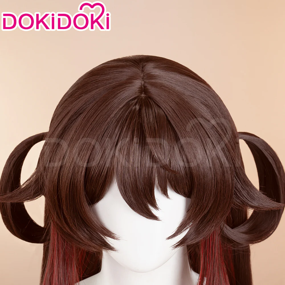 【Ready For Ship】DokiDoki Game GenShin Impact Cosplay Hu Tao Lantern Rite Wig Long Gradient Brown Hair Double Ponytails Hutao - Image 4