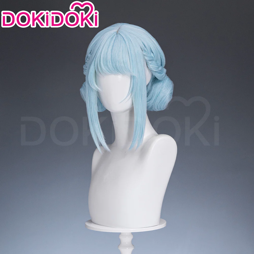 【Ready For Ship】DokiDoki Game Genshin Impact Cosplay Ineffa Blue Wig Headphones Accessory - Image 3