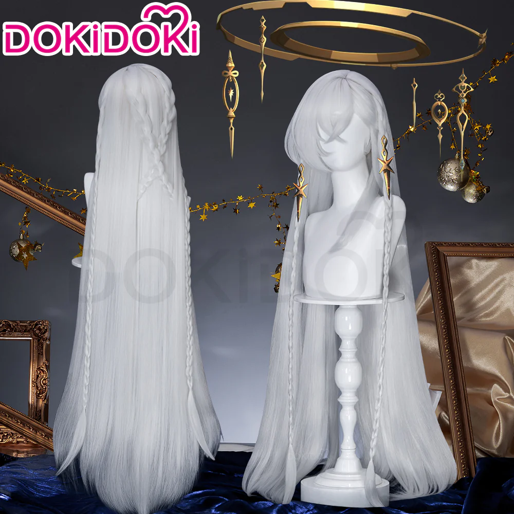 DokiDoki Game Genshin Impact Cosplay Istaroth Wig Long Straight Silver Hair
