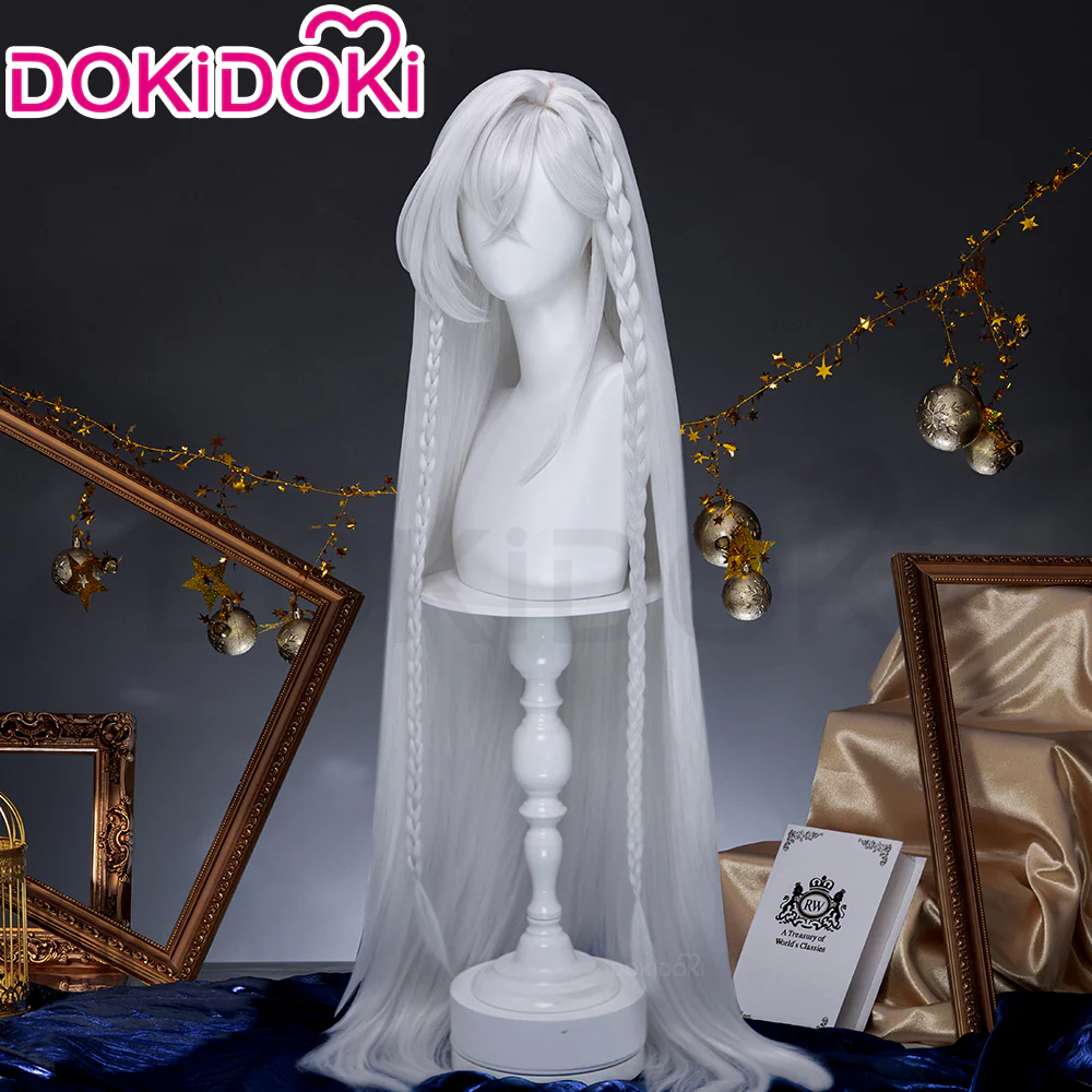 DokiDoki Game Genshin Impact Cosplay Istaroth Wig Long Straight Silver Hair - Image 2