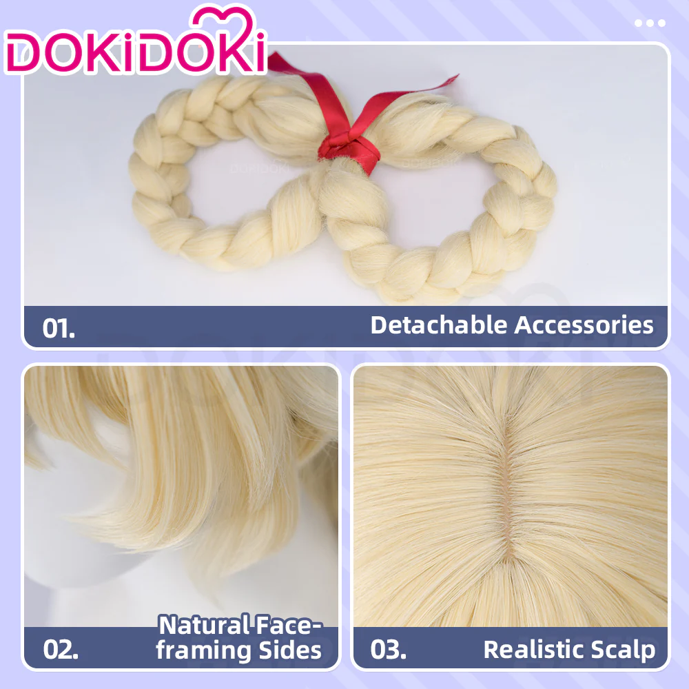【Ready For Ship】DokiDoki Game Genshin Impact Cosplay Jahoda Wig Long Yellow Hair Song of the Welkin Moon - Image 4