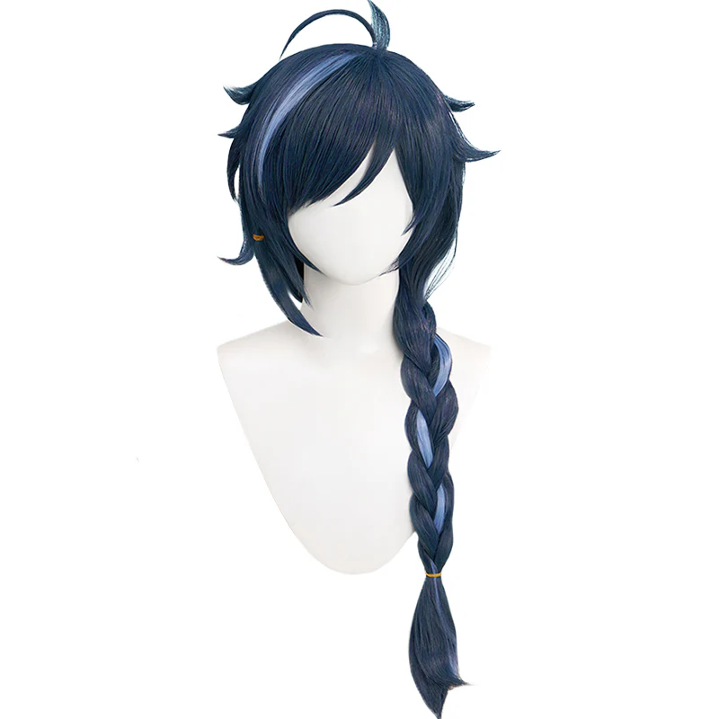 【Ready For Ship】DokiDoki Game Genshin Impact Cosplay  Kaeya Wig Long Straight Blue Highlight Hair - Image 5