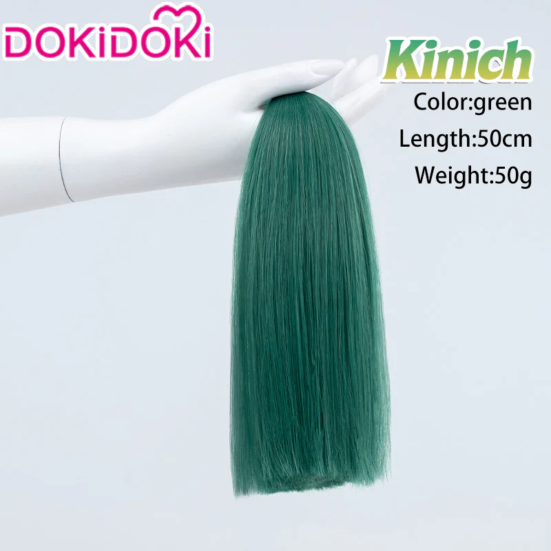 【Ready For Ship】DokiDoki Game Genshin Impact Cosplay Kinich Wig Short Black Green / Yellow Highlights Hair / Tattoo Sticker / Ear Clip / Head Accessories / Weft Natlan - Image 9