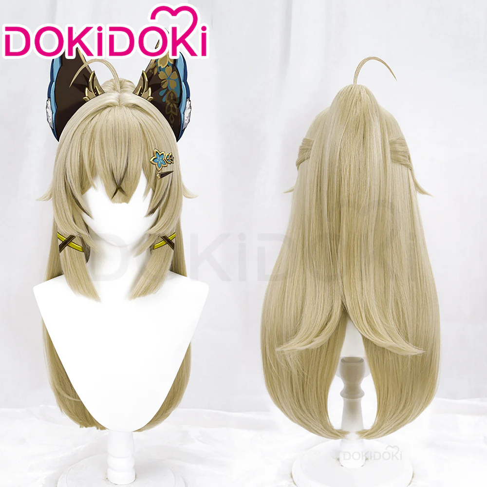 【Ready For Ship】DokiDoki Game Genshin Impact Cosplay Kirara Wig Long Straight Flaxen Brown Wig - Image 2