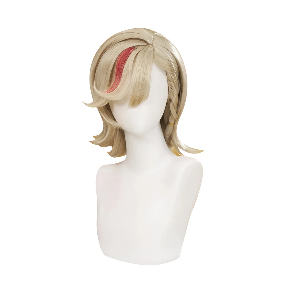 DokiDoki Game Genshin Impact Cosplay Fontaine Lyney Wig Short Silver Red Highlight/ Wefts/ Tattoo Sticker - Image 10