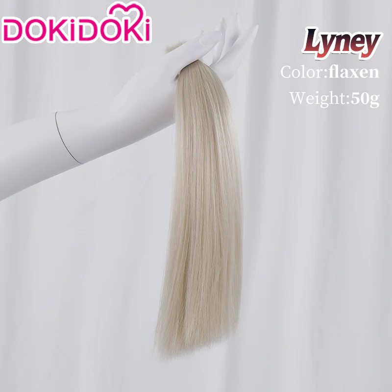 DokiDoki Game Genshin Impact Cosplay Fontaine Lyney Wig Short Silver Red Highlight/ Wefts/ Tattoo Sticker - Image 11