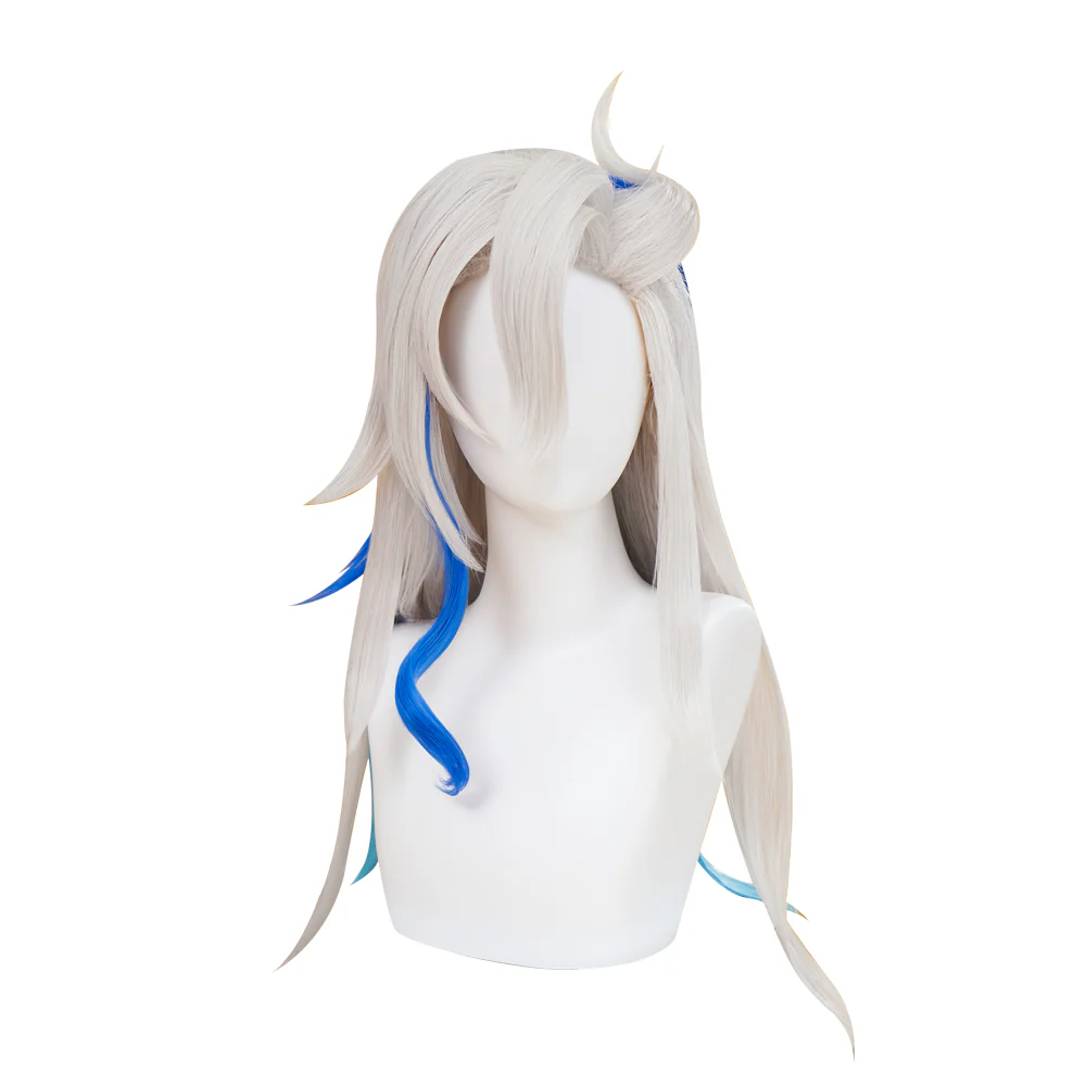 【Partially Ready For Ship】DokiDoki Game Genshin Impact Cosplay Fontaine Neuvillette Wig Long Grey Blue Highlight / Lightstrip / Wefts Melusent Gift - Image 6
